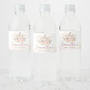 Blush Pink Pumpkin Baby Shower Water Bottle Label