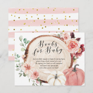 Blush Pink Pumpkin Floral Books for Baby Shower Invitation Postcard
