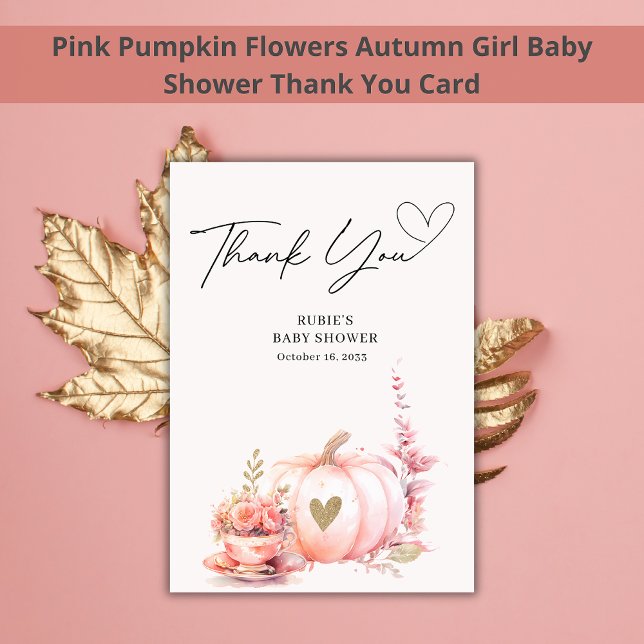 Blush Pink Pumpkin Floral Thank You Card (Creator Uploaded)