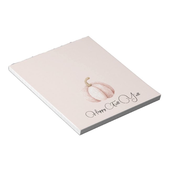 Blush Pink Pumpkin Happy Fall Y'all Notepad (Angled)