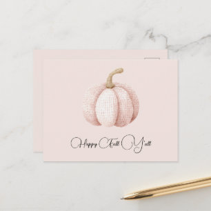 Blush Pink Pumpkin Happy Fall Y'all Postcard