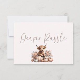 Blush Pink Pumpkin Highland Cow Diaper raffle Thank You Card