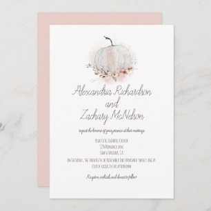Blush Pink Pumpkin Rustic Watercolor Wedding Invitation