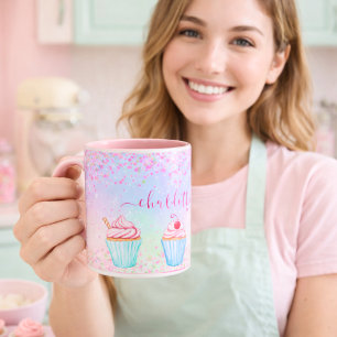 Blush pink purple baking cupcakes name  mug