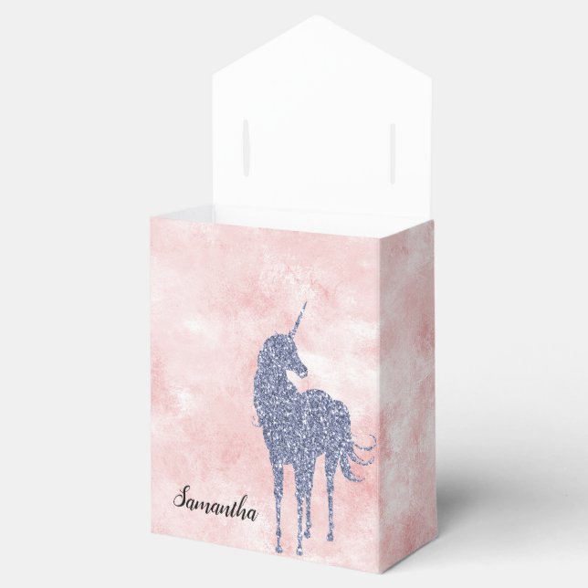Blush Pink Purple Glitter Unicorn Favor Box (Opened)