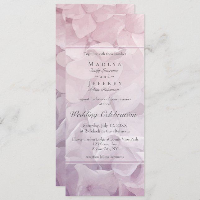 Blush Pink Purple Hydrangea Summer Garden Wedding Invitation (Front/Back)