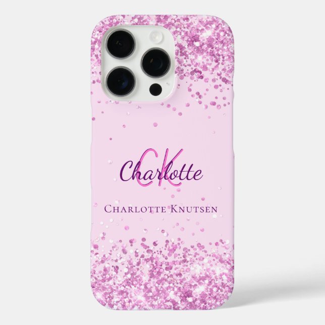 Blush pink purple monogram name Case-Mate iPhone case (Back)