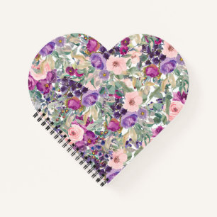 Blush Pink Purple Watercolor Floral Sage Green Notebook