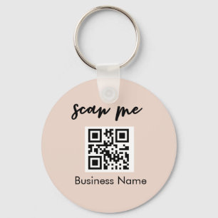 Blush Pink QR Code Business Card Your Logo Custom  Keychain
