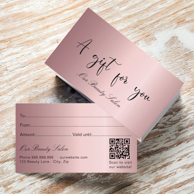 Blush pink qr code gift certificate (Creator Uploaded)
