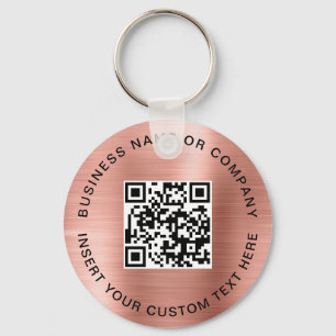 Blush Pink QR Code Modern Business  Keychain