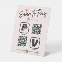 Blush Pink QR code scan to pay Modern Calligraphy 