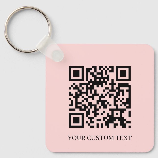 Blush Pink QR | Minimalist Custom Text Keychain (Front)