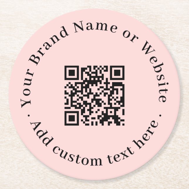 Blush Pink QR | Modern Feminine Elegant Scan  Round Paper Coaster (Front)