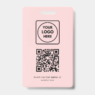 Blush Pink QR Professional Business Logo Design Badge