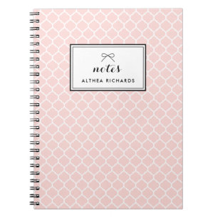 Blush Pink Quatrefoil Pattern Custom Notebook
