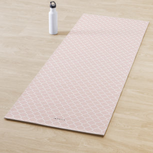 Blush Pink Quatrefoil Pattern Personalized Yoga Mat