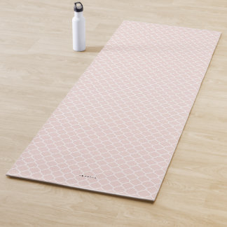 Blush Pink Quatrefoil Pattern Personalized Yoga Mat