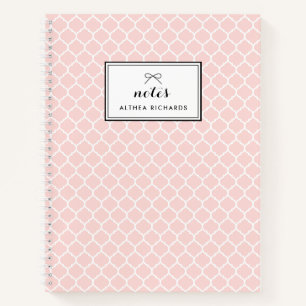 Blush Pink Quatrefoil Personalized Notebook