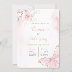 Blush Pink Quinceanera invitation