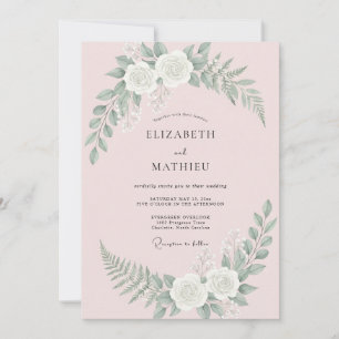 Blush Pink Radiant Rose Wedding Invitation
