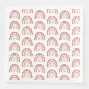 Blush Pink Rainbow Pattern Girl Baby Dinner Napkin