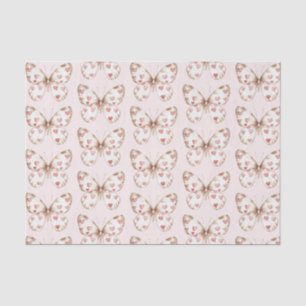 Blush Pink Red Hearts Butterfly Birthday Tissue Paper