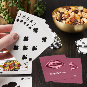 Blush Pink Red Lips Kiss Hearts Playing Cards