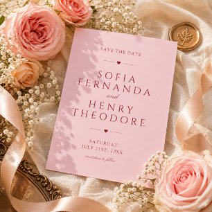 Blush Pink Red Typography Minimalist Wedding Save The Date