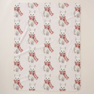 Blush Pink Red White Peppermint Fox  Sherpa Blanket