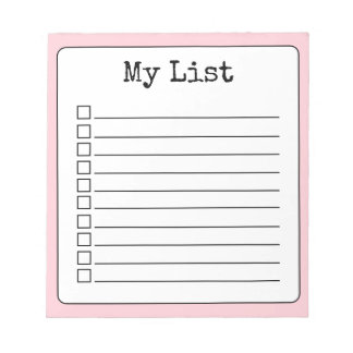 Blush Pink Retro Custom Checklist Lined Notepad