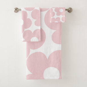 Blush Pink Retro Daisies #1 #decor #art Bath Towel Set