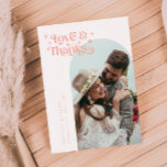 Blush Pink Retro Love & Thanks White Arch Wedding  Thank You Card<br><div class="desc">Vintage and simple wedding thank you card featuring a white arch frame with a text that says "love & thanks" in a retro style font with stars in blush pink. The default message on the back is editable. A second square picture can be added on the back of the card....</div>