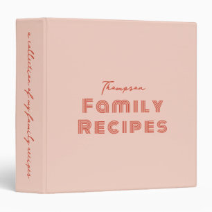 Blush Pink Retro Script Cooking Family Recipe Binder