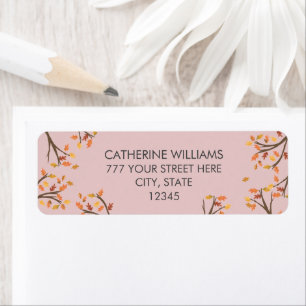 Blush Pink Return Address Autum Fall Branch
