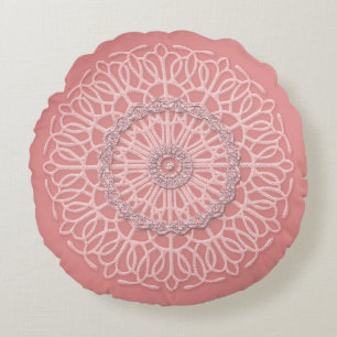 Blush Pink Reversible Doily Reversible Country Round Pillow