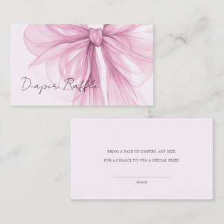 Blush Pink Ribbon Bow Diaper Raffle Enclosure Card