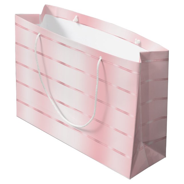 Blush Pink Ribbon Bridal Shower Large Gift Bag (Back Angled)