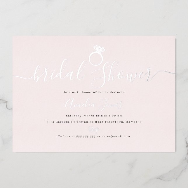 Blush Pink Ring Silver Bridal Shower (Front)