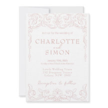 Blush Pink Rococo Theme Wedding Invitation