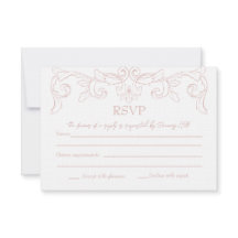 Blush Pink Rococo Wedding RSVP Card
