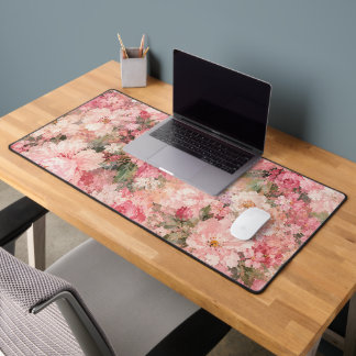 Blush Pink Romantic Bloom peony Home Décor Desk Mat