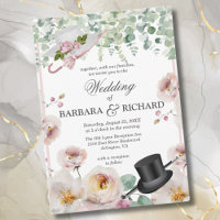 Blush Pink Romantic Floral Top Hat Wedding