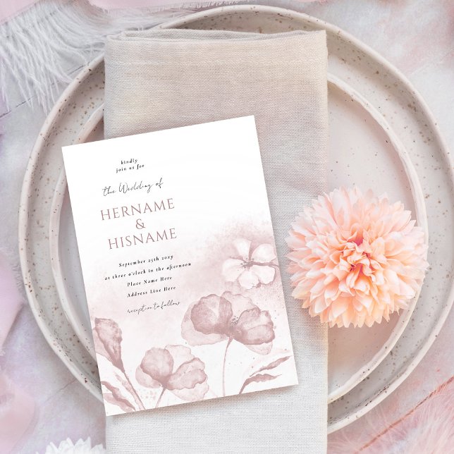 Blush Pink Romantic Floral Watercolor Wedding Invitation (Creator Uploaded)