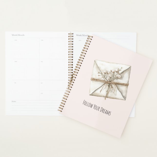 Blush Pink Romantic Flowers Envelope Dreams Planner (Display)