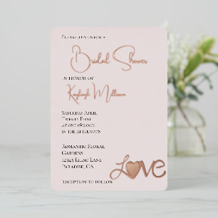 Blush Pink Romantic Love Heart Bridal Shower