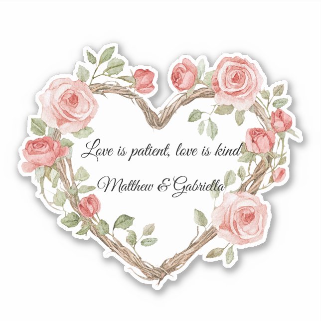 Blush Pink Romantic Red Rose Floral Heart Wedding (Front)