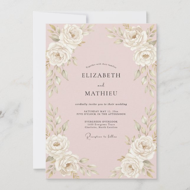 Blush Pink Romantic Vintage Wedding Invitation (Front)