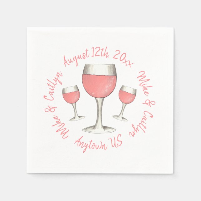 Blush Pink Rose All Day Rosé Wine Bridal Shower Napkin (Front)