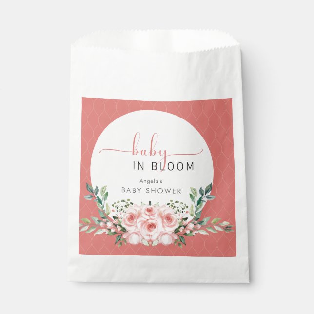 Blush Pink Rose Baby in Bloom Shower  Favour Bag (Front)